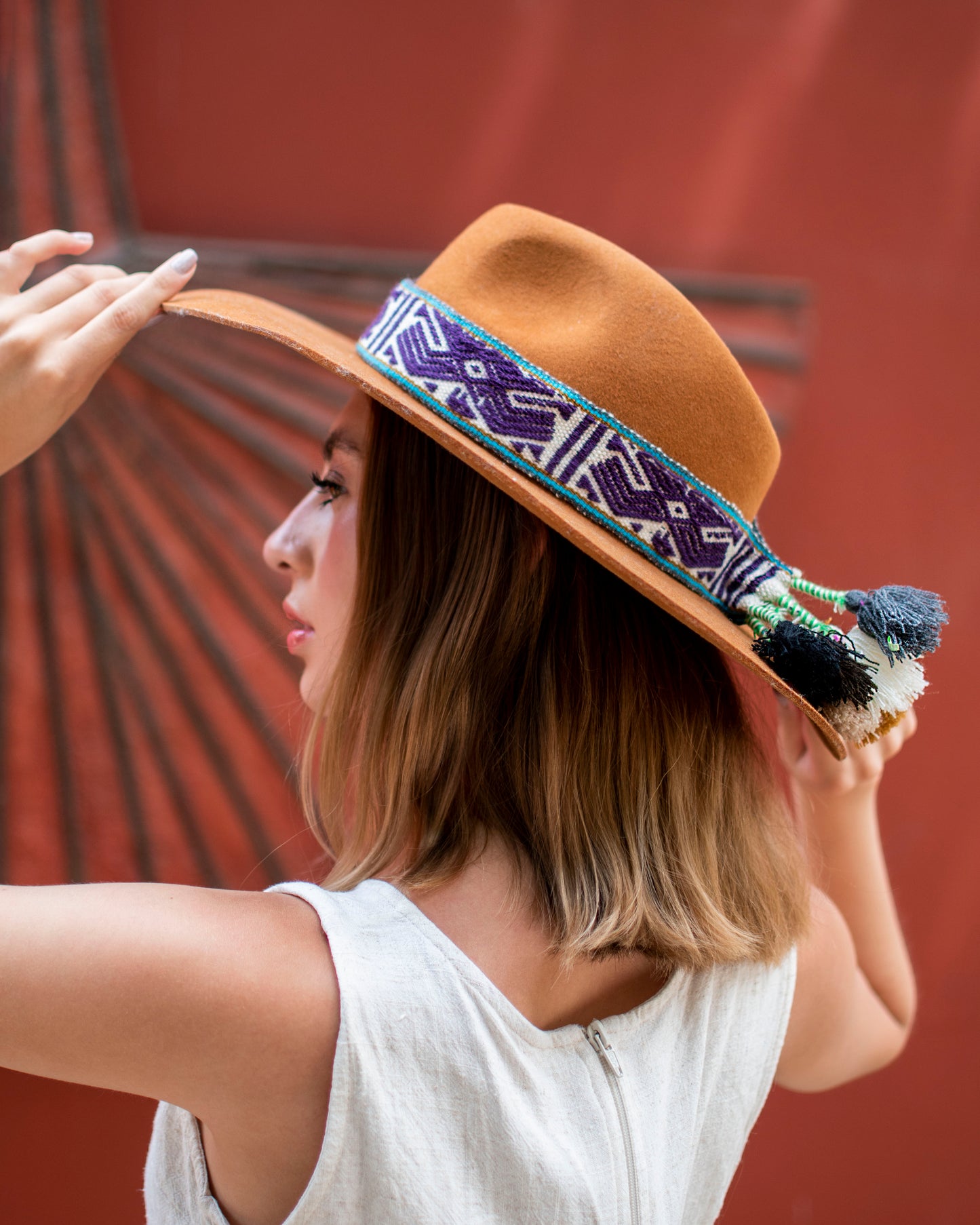 Alpaca Wool Handwoven Strap for Hats