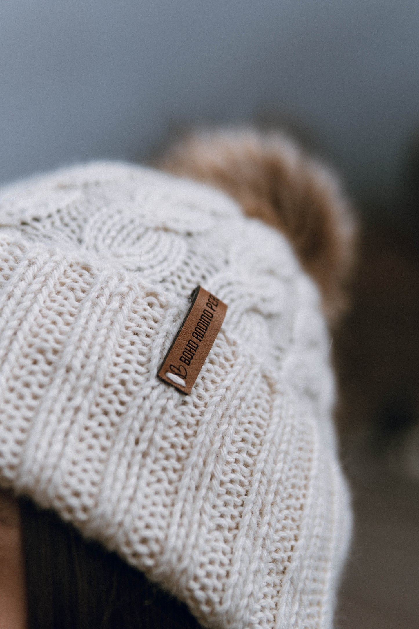 Alpaca Beanie Hat Removable Pom Pom
