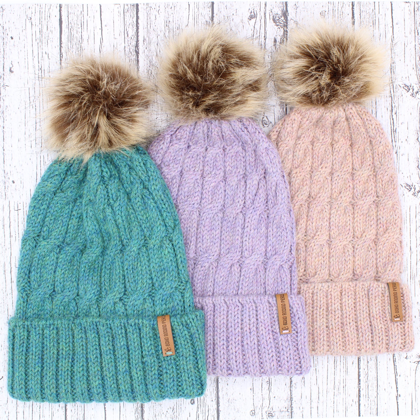 Alpaca Beanie Hat Removable Pom Pom