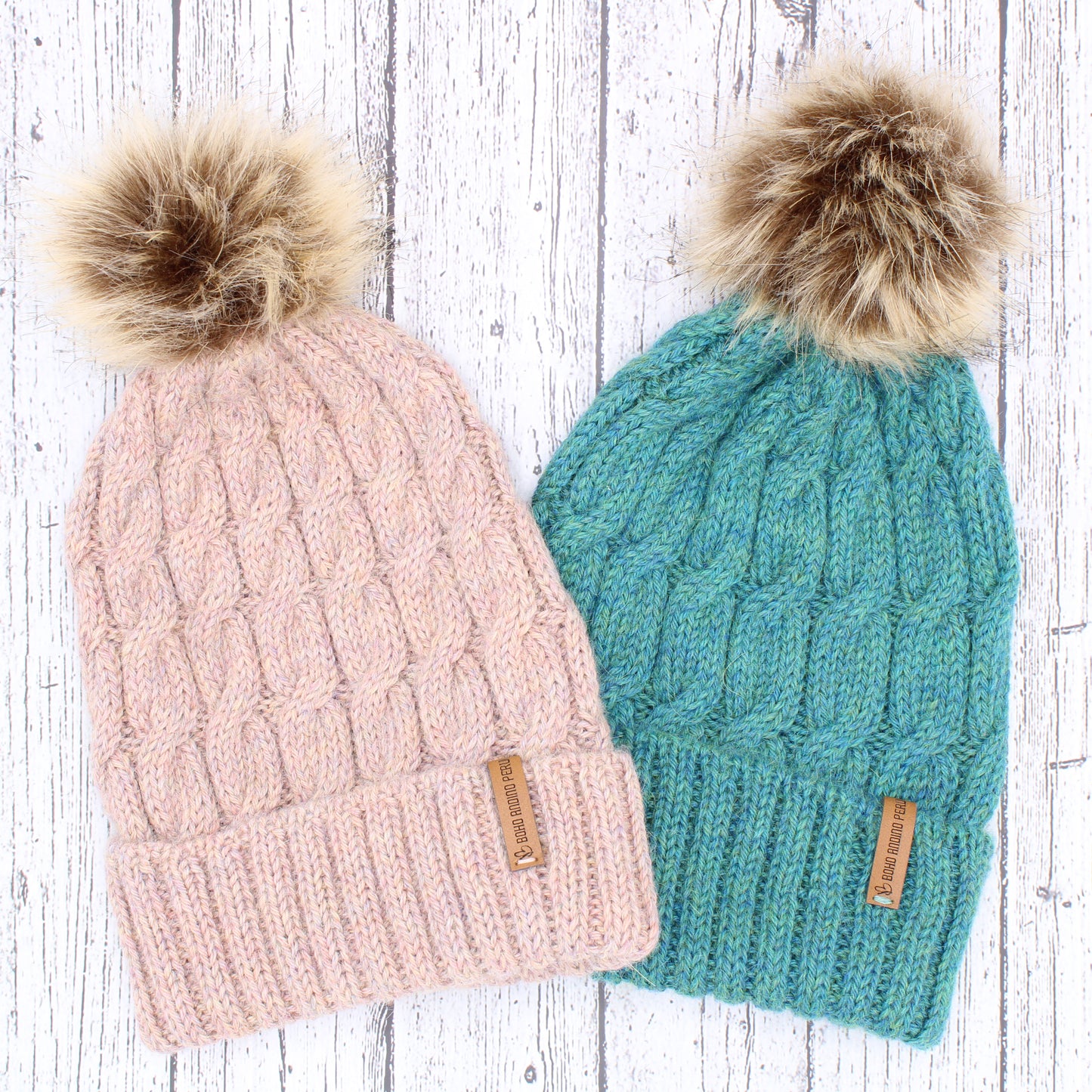 Alpaca Beanie Hat Removable Pom Pom