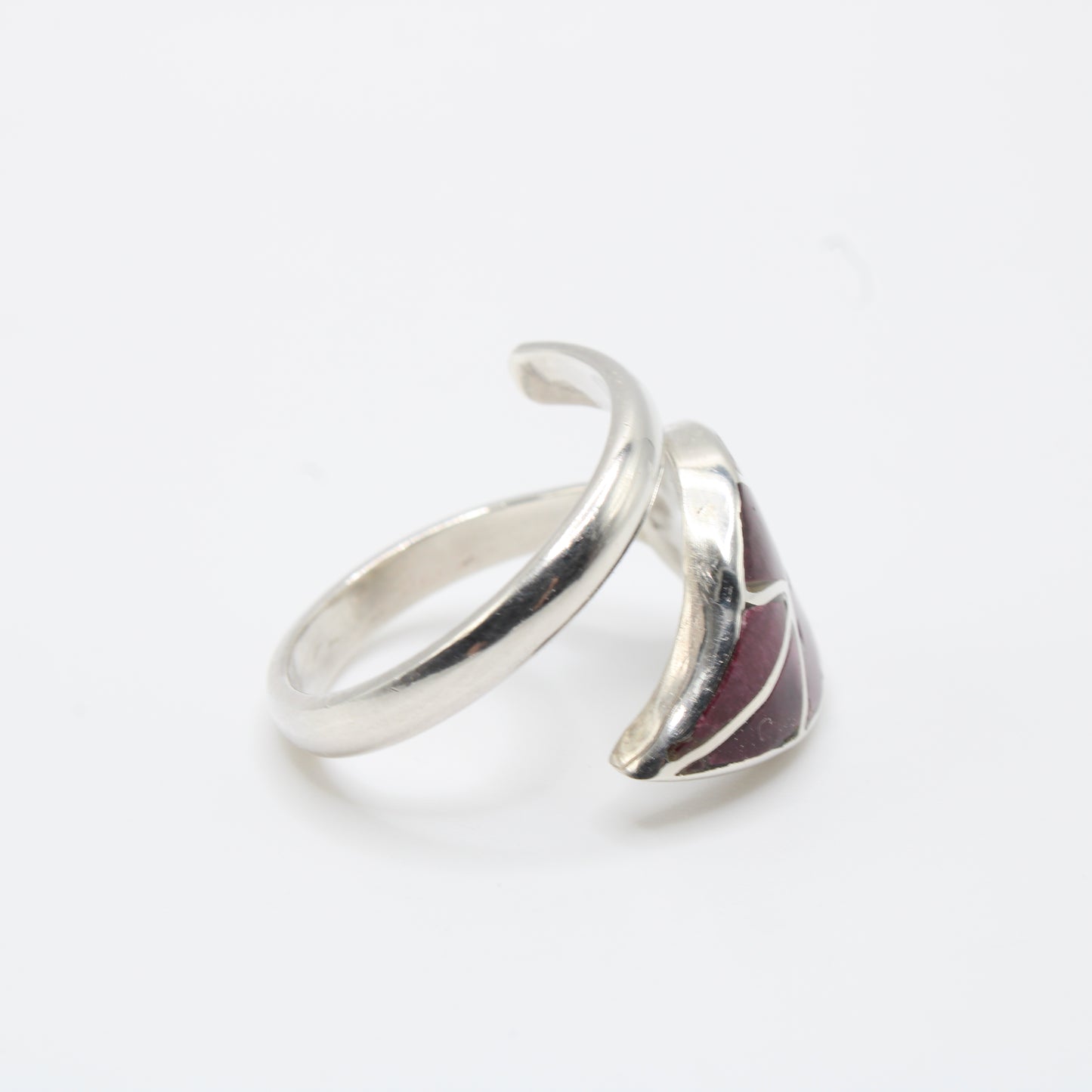 Leaf Ring Silver Adjustable with natural inlaid Stone