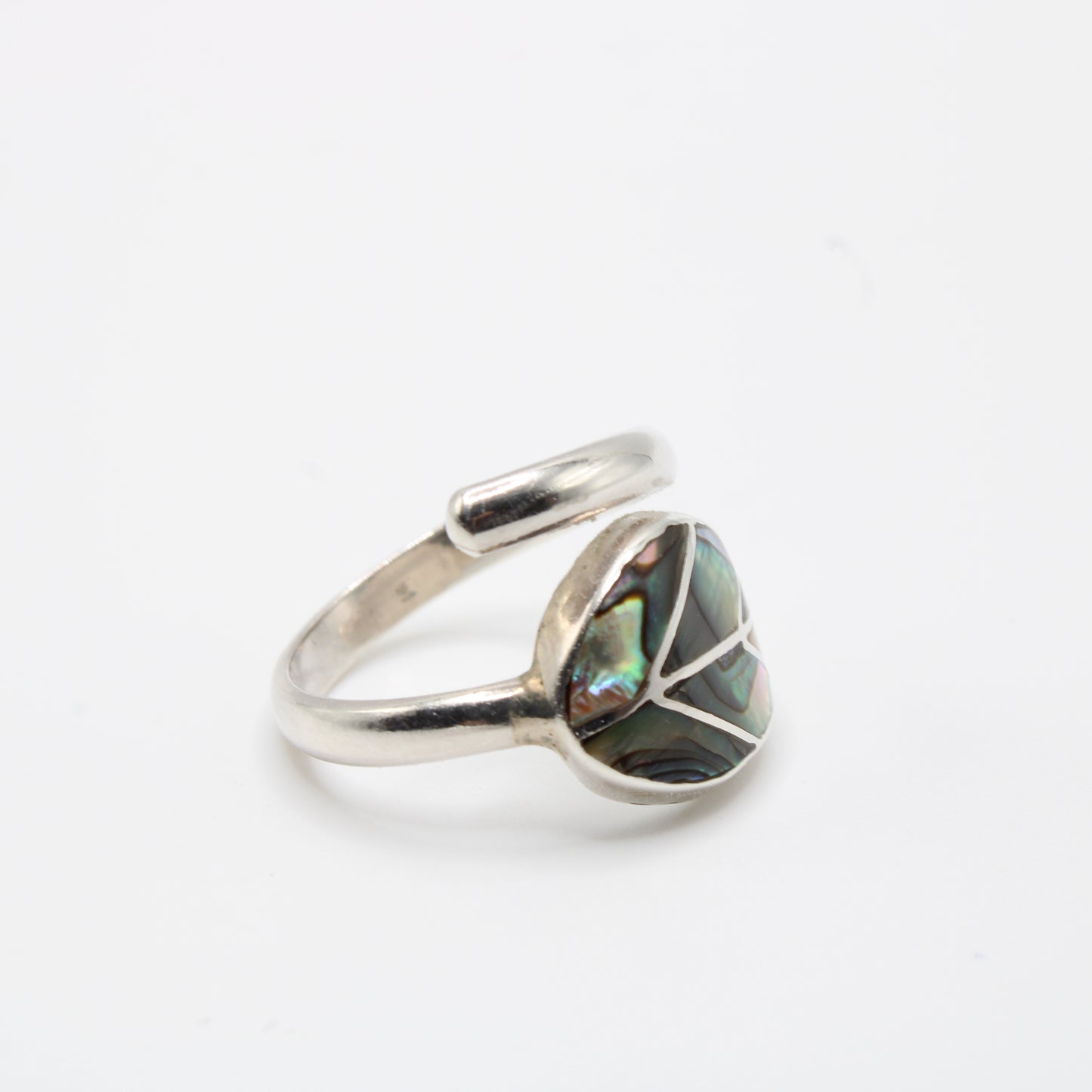 Leaf Ring Silver Adjustable with natural inlaid Stone