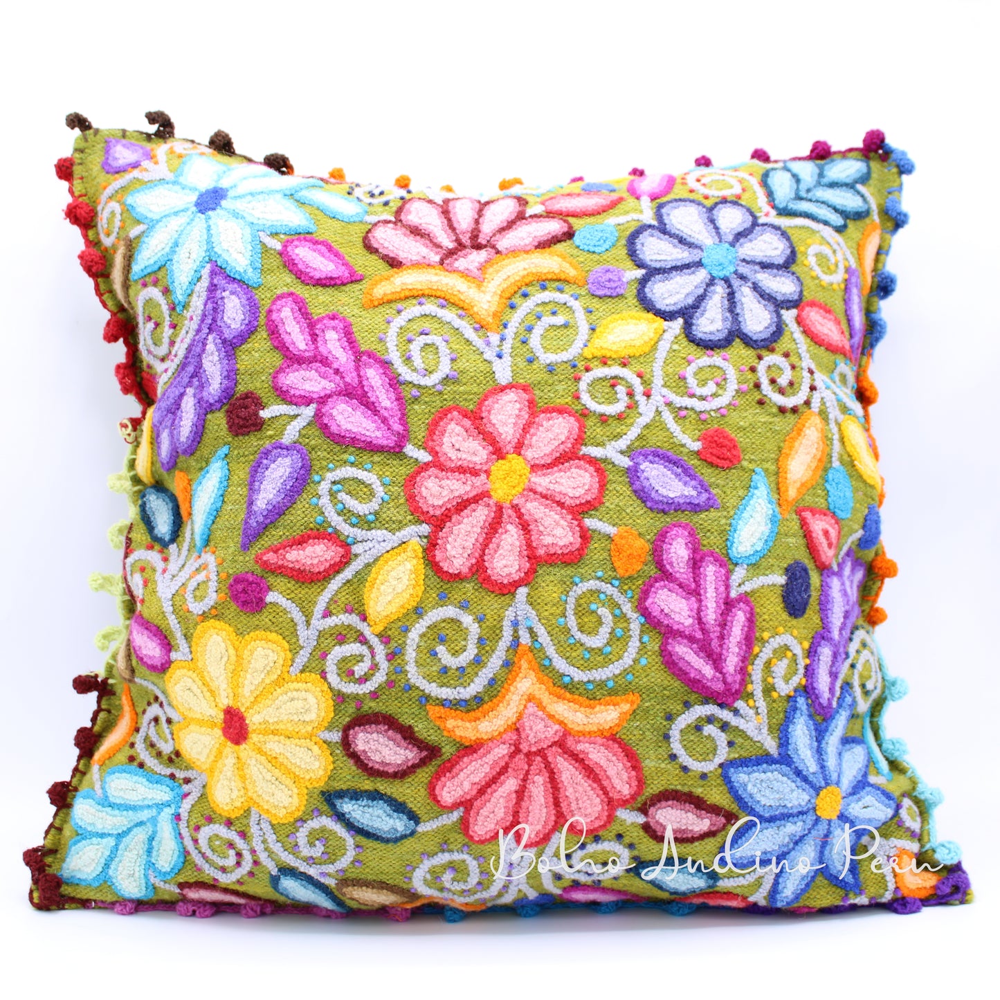 Embroidered Sheep Wool Cushion Cover