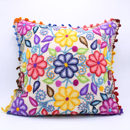 Embroidered Sheep Wool Cushion Cover