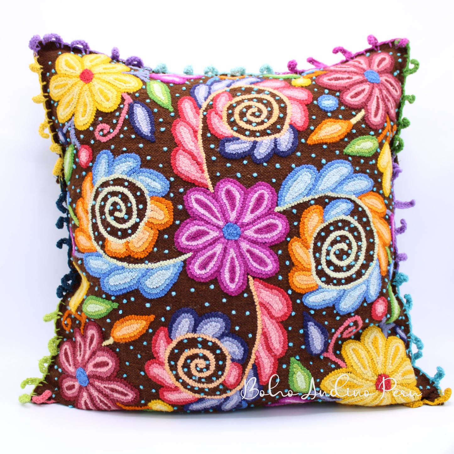 Embroidered Sheep Wool Cushion Cover