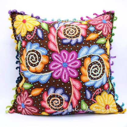 Embroidered Sheep Wool Cushion Cover