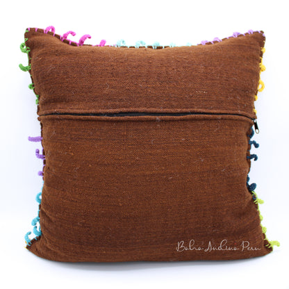 Embroidered Sheep Wool Cushion Cover