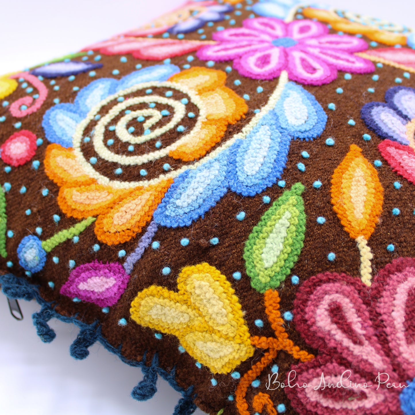 Embroidered Sheep Wool Cushion Cover