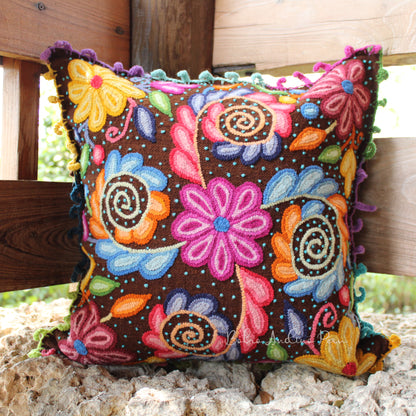 Embroidered Sheep Wool Cushion Cover