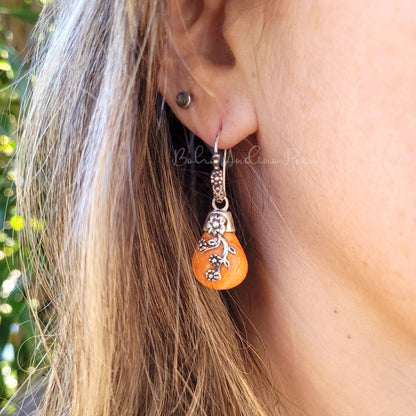 Silver Orange Spondylus Earrings