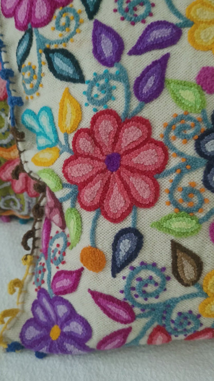 Embroidered Sheep Wool Cushion Cover