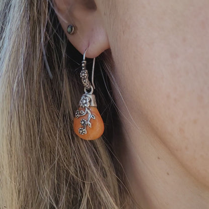 Silver Orange Spondylus Earrings